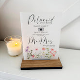 Floral Personalised Polaroid Wedding Guest Book Sign - Opaque Acrylic A5